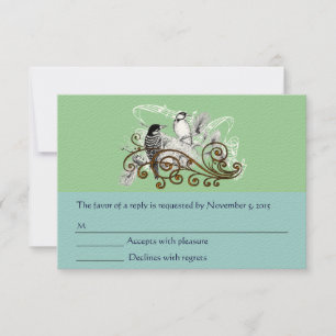 Rustic Radiance Woodpecker Love birds Wedding RSVP Card