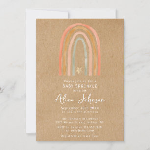 Rustic Rainbow All In One Baby Sprinkle Shower Invitation