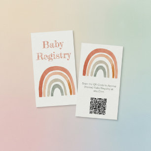 Rustic rainbow baby shower QR Code Registry Card