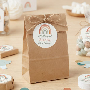 Rustic rainbow baby shower thank you classic round sticker