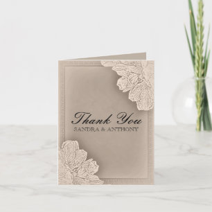 Rustic Raised Floral Wedding Thank You Card