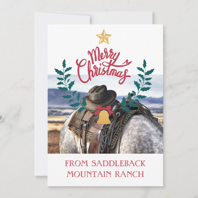 Rustic Ranch Farm Business Christmas Greeting Card (Front)