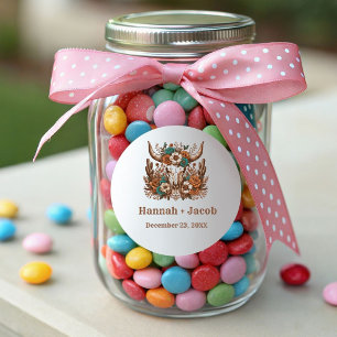 Rustic Ranch Western Country Cowboy Wedding Classic Round Sticker