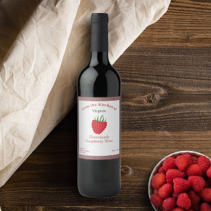 Rustic Raspberry Wine Bottle Label Sticker