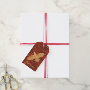 Rustic Raven On Inner Birch Bark Gift Tags