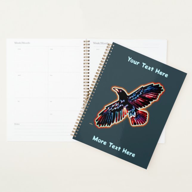 Rustic Raven On Inner Birch Bark Planner (Display)