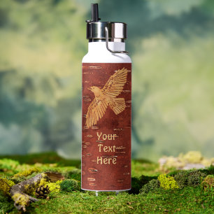 Rustic Raven On Inner Birch Bark Water Bottle