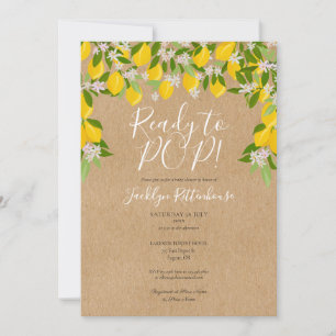 Rustic Ready to POP Lemons Greenery Baby Shower Invitation