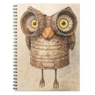 Rustic Recycled Owl Watercolor Art Notebook
