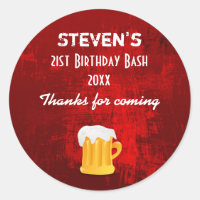 Rustic Red Abstract Birthday Bash with Beer Mug
