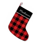 Rustic Red and Black Buffalo Check Monogram
