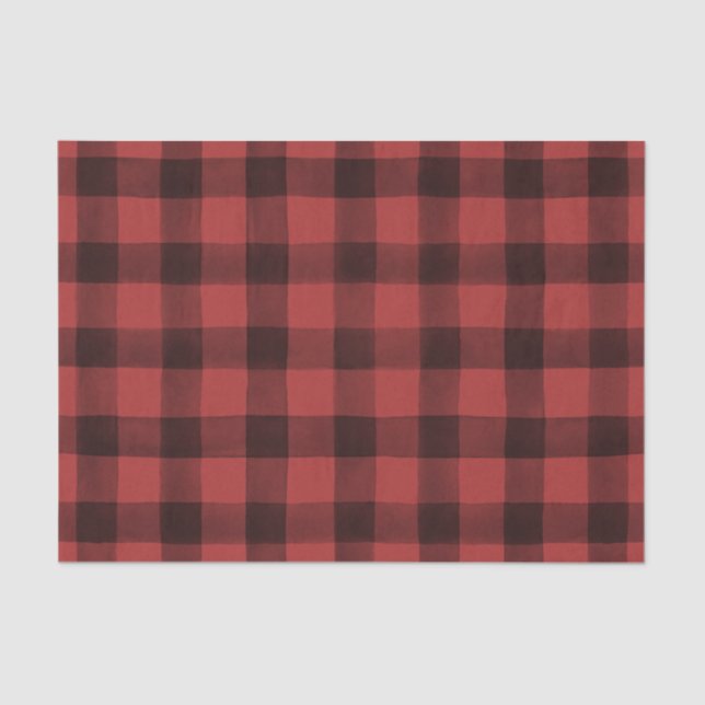 Rustic Red and Black Buffalo Plaid Tissue Paper (Front)