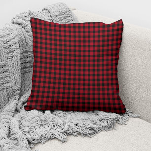 Rustic Red And Black Gingham Plaid Pattern Cushion