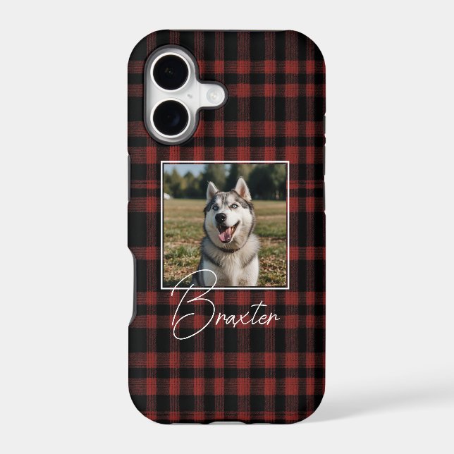 Rustic Red and Black Plaid Pattern Photo (Back)
