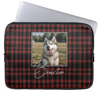 Rustic Red and Black Plaid Pattern Photo