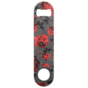 Rustic Red and Black Stem Rose Pattern