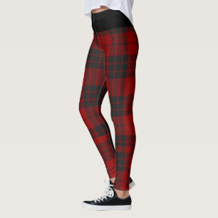 Rustic Red and Black Tartan Buffalo Pattern Plaid  Leggings