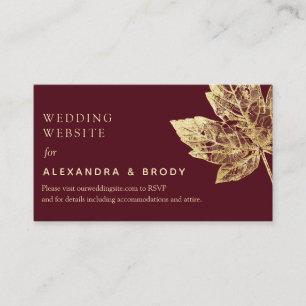 Rustic Red and Gold Foil Leaves Fall Enclosure Card