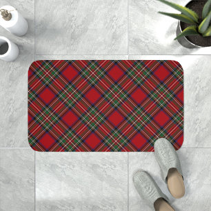 Rustic Red and Green Plaid Clan Stewart Tartan Bath Mat