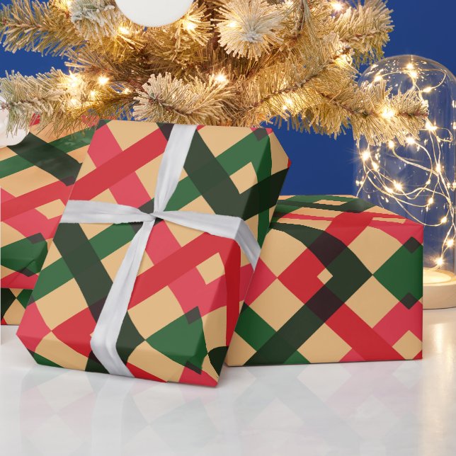 Rustic Red and Green Tartan Plaid Holiday Wrapping Wrapping Paper (Holidays)