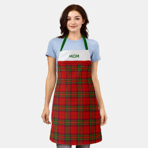 Rustic Red and Green Tartan Plaid With Name Apron