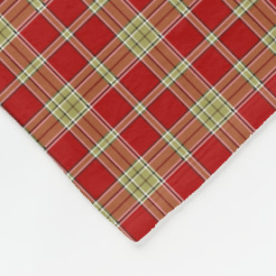Rustic Red and Light Green Plaid Pattern Fleece Blanket