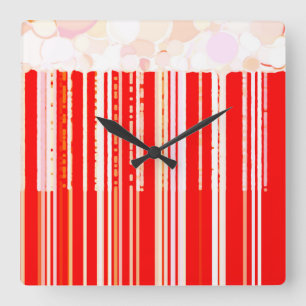 Rustic Red and White Square Wall Clock