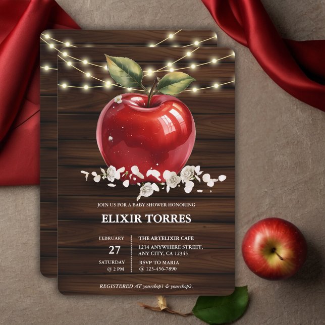 Rustic Red Apple Floral Baby Shower Invitation (Creator Uploaded)