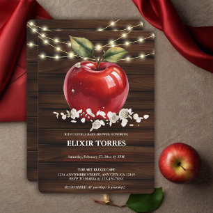 Rustic Red Apple Floral Baby Shower Invitation