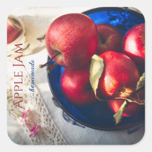 Rustic red apples, flowers, and ribbon square sticker