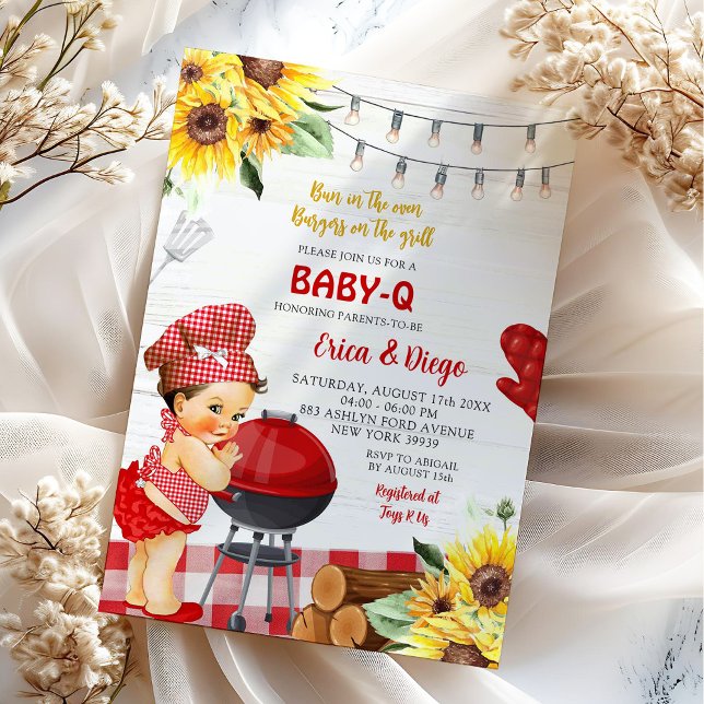 Rustic Red Backyard Baby-Q Mexican Girl Shower Invitation (Creator Uploaded)