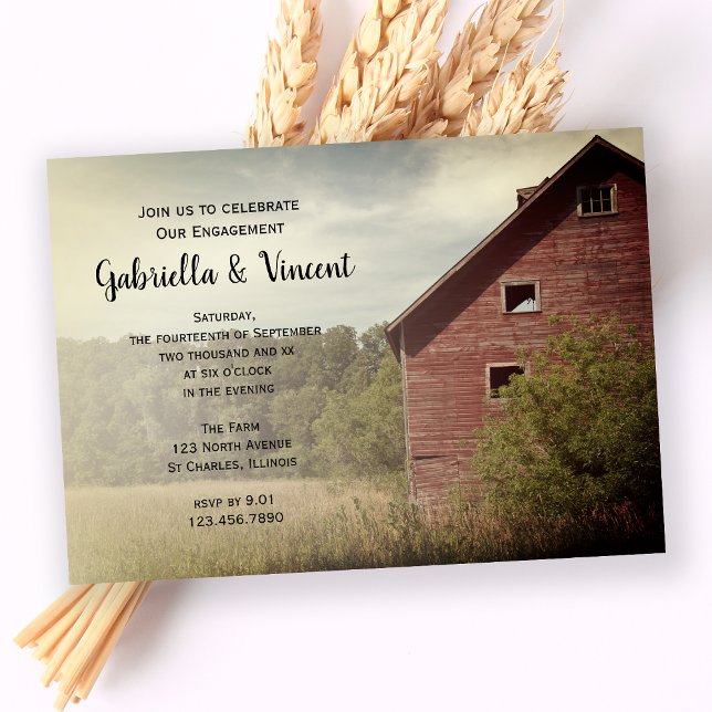 Rustic Red Barn Country Engagement Party Invitation (Creator Uploaded)