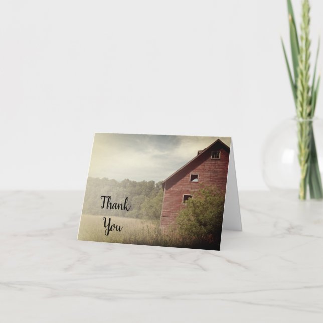Rustic Red Barn Country Thank You (Front)
