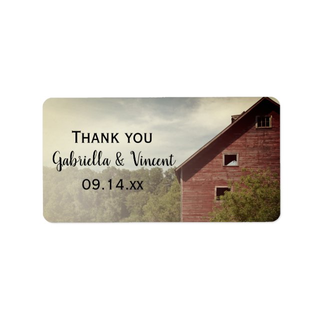 Rustic Red Barn Country Wedding Favour Tag (Front)
