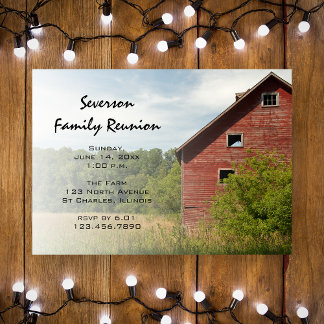 Rustic Red Barn Family Reunion Invitation