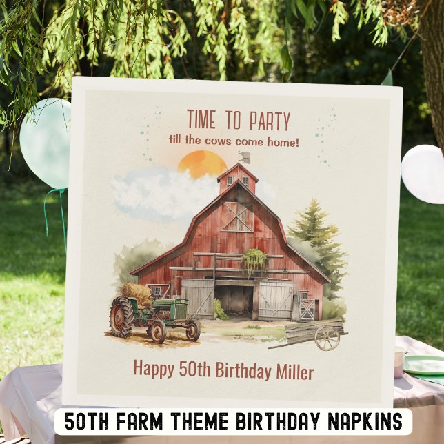 Rustic Red Barn Farm Birthday Tractor Party   Napkin (Creator Uploaded)