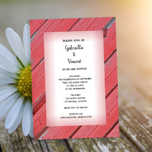 Rustic Red Barn Wood Country Wedding Invitation