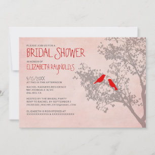 Rustic Red Birds Bridal Shower Invitations