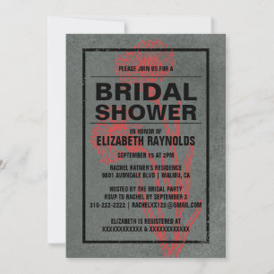 Rustic Red & Black Bridal Shower Invitations