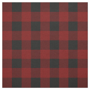Rustic Red   Black Buffalo Check Plaid Pattern Fabric