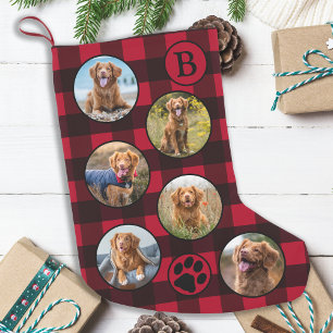 Rustic Red Black Buffalo Plaid Fun 12 Pet Photo Small Christmas Stocking