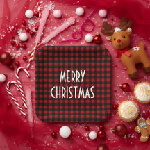 Rustic Red & Black Buffalo Plaid Merry Christmas