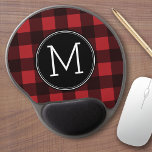 Rustic Red & Black Buffalo Plaid Pattern Monogram Gel Mouse Pad<br><div class="desc">A rugged and masculine design with an area for monograms. A classic, traditional pattern that has been around for years. If you need to adjust the artwork or change the font, you can click on the customise area. This will take you to the design tool where you can make many...</div>
