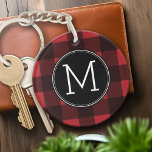 Rustic Red & Black Buffalo Plaid Pattern Monogram Key Ring<br><div class="desc">A rugged and masculine design with an area for monograms. A classic, traditional pattern that has been around for years. If you need to adjust the artwork or change the font, you can click on the customise area. This will take you to the design tool where you can make many...</div>