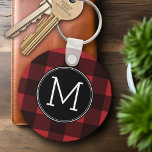 Rustic Red & Black Buffalo Plaid Pattern Monogram Key Ring<br><div class="desc">A rugged and masculine design with an area for monograms. A classic, traditional pattern that has been around for years. If you need to adjust the artwork or change the font, you can click on the customize area. This will take you to the design tool where you can make many...</div>