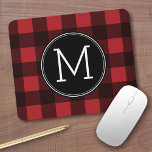 Rustic Red & Black Buffalo Plaid Pattern Monogram Mouse Pad<br><div class="desc">A rugged and masculine design with an area for monograms. A classic, traditional pattern that has been around for years. If you need to adjust the artwork or change the font, you can click on the customise area. This will take you to the design tool where you can make many...</div>