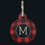 Rustic Red & Black Buffalo Plaid Pattern Monogram Pet Tag<br><div class="desc">A rugged and masculine design with an area for monograms. A classic, traditional pattern that has been around for years. If you need to adjust the artwork or change the font, you can click on the customise area. This will take you to the design tool where you can make many...</div>