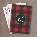 Rustic Red Black Buffalo Plaid Pattern Monogram Playing Cards<br><div class="desc">A rugged and masculine design with an area for monograms. A classic, traditional pattern that has been around for years. If you need to adjust the artwork or change the font, you can click on the customize area. This will take you to the design tool where you can make many...</div>