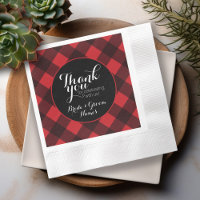 Rustic Red Black Buffalo Plaid Pattern Thank You