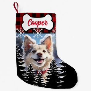Rustic red, black buffalo plaid small christmas stocking